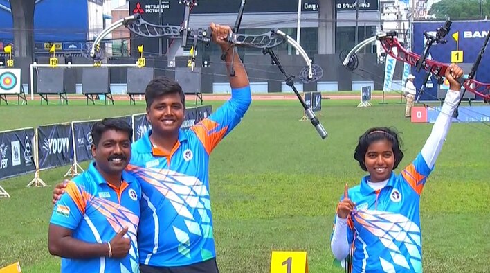 India Defeat Thailand To Clinch Mixed Team Gold - Highlights - 9 Nov 2023 from Asian Archery Championships  and Asian Olympic Qualifier 2023 
