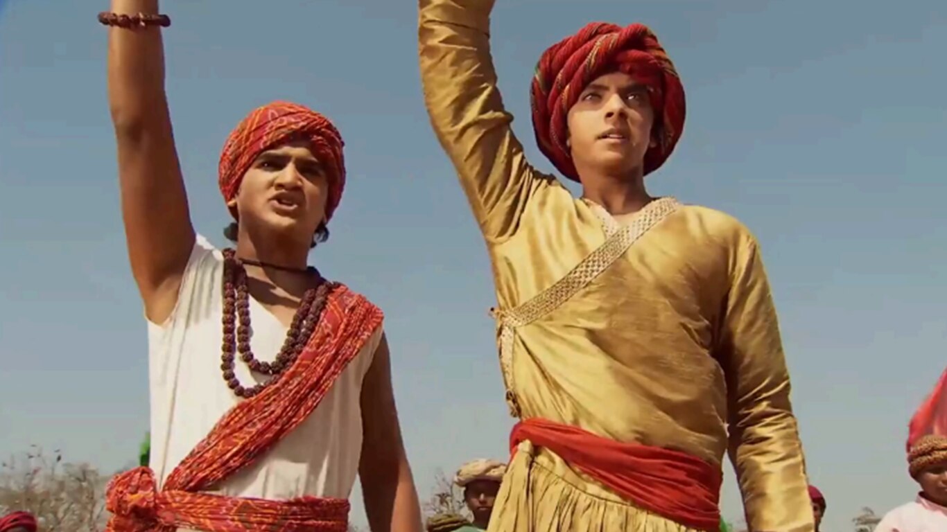 Sword fighting between Jalal and Pratap
