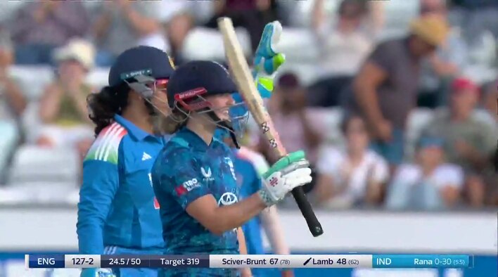 Fifty! Emma's Composed Half-Century Keeps England On Track from India Women's Tour of England 2025 
