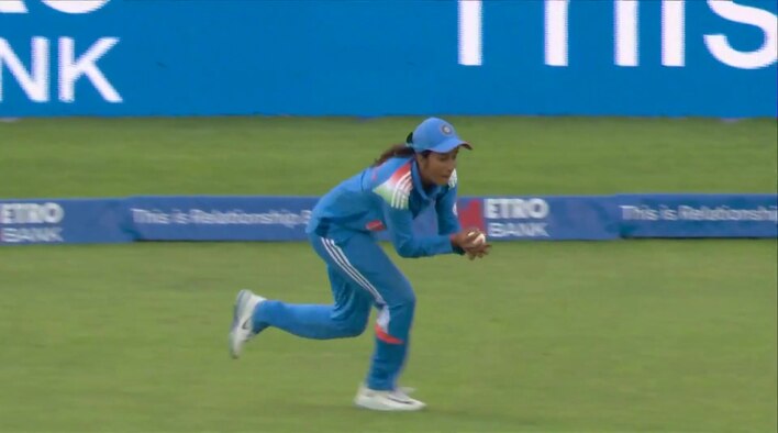 Wicket! Ecclestone Skies It, Rodrigues Holds Onto It Brilliantly from India Women's Tour of England 2025 