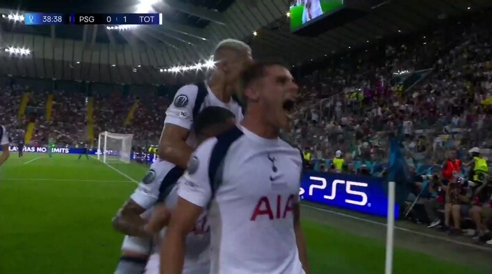 Goal! Van de Ven Pounces On The Rebound To Fire Tottenham In Front from UEFA Super Cup 2025 