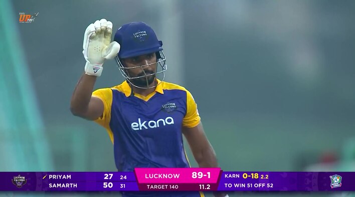 Fifty! Samarth Brings Up His Steady Half-Century from UP T20 League 2025 