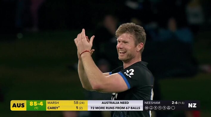 Wickets! Neesham Bags Two In An Over, Sends Back David And Carey from Australia Tour of New Zealand 2025 
