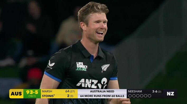 Wicket! Neesham Strikes Again, Sends Back Stoinis from Australia Tour of New Zealand 2025 
