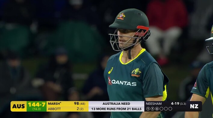 Six! Marsh Sends Neesham Soaring Over Deep Square For A Maximum from Australia Tour of New Zealand 2025 