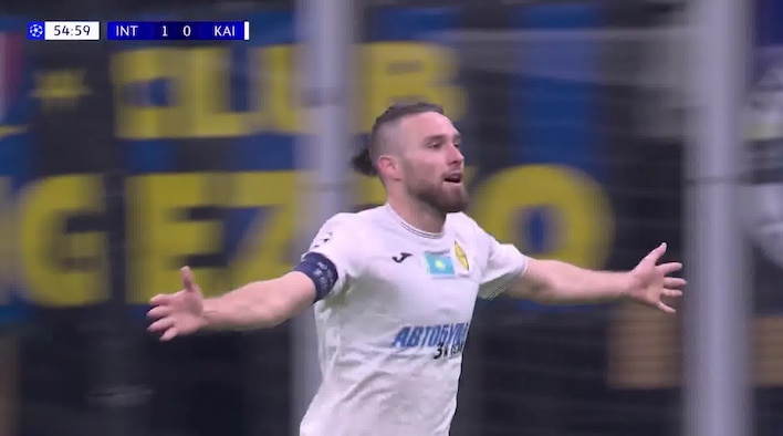 Goal! Arad Rises High And Heads In the Equaliser For Almaty from UEFA Champions League 2025/26 