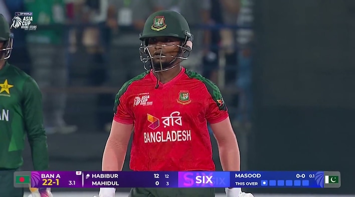 Big Over! Masood Removes Habibur Right After The Onslaught from DP World Asia Cup Rising Stars Men's 2025 