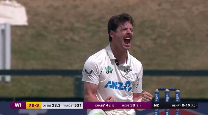 Wicket! Latham Pouches A Sharp Catch Behind To Dismiss Skipper Chase from West Indies Tour of New Zealand 2025 