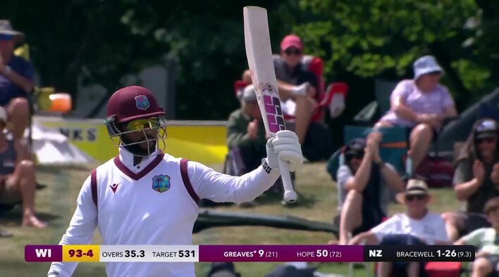Fifty! Hope Comes Up With A Contending Knock For West Indies from West Indies Tour of New Zealand 2025 