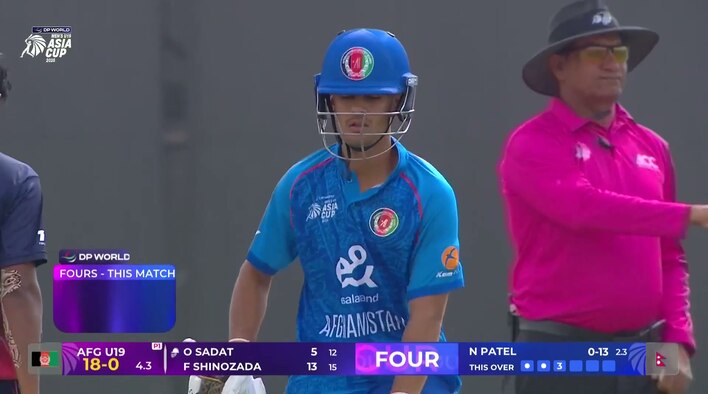 Four! Sadat Sparks The Chase With Two Consecutive Boundaries In An Over from DP World Men's U19 Asia Cup 2025 