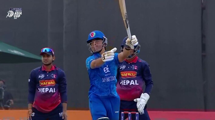 Six! Niazai Middles It Perfectly For A Maximum from DP World Men's U19 Asia Cup 2025 