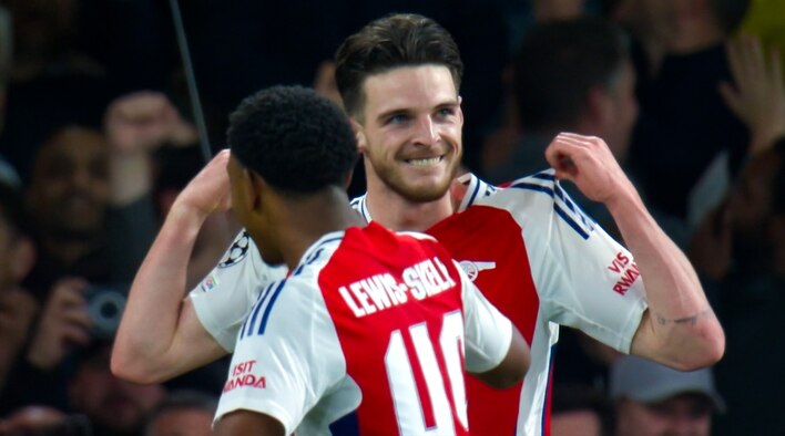 Rice Scores Twice Against Madrid's Might from UEFA Champions League 2024-25 