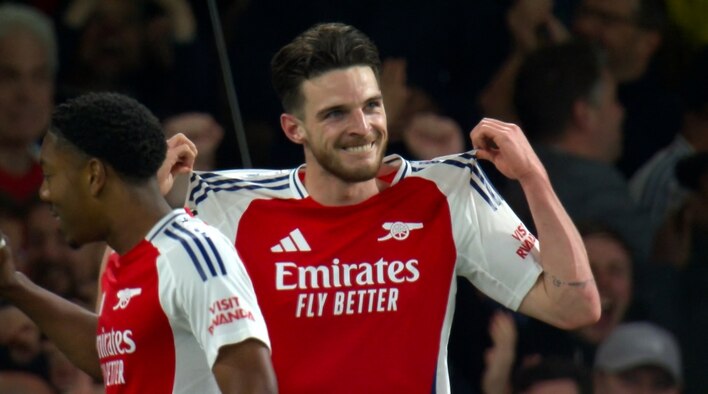Rice Gives Arsenal An Edge In QF Tie from UEFA Champions League 2024-25 