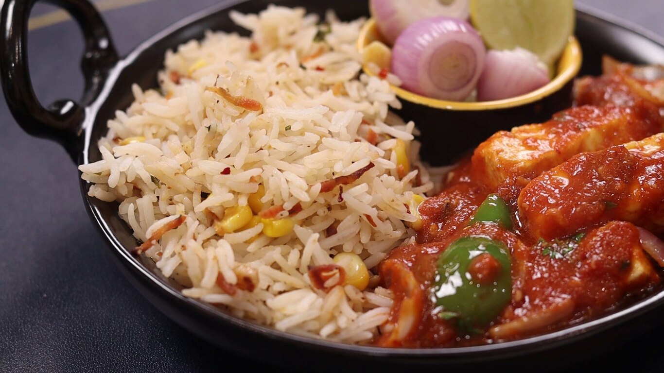 Herb Rice And Lasuni Paneer Masala